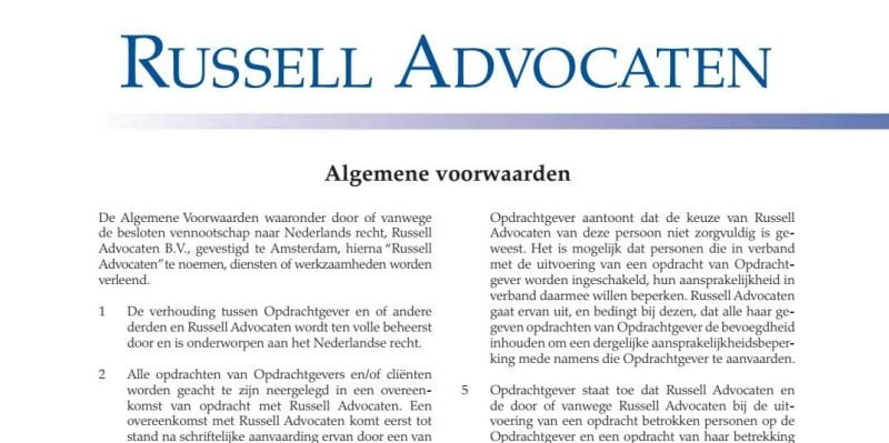 Bungalow entiteit hand Contracten: De voordelen van algemene voorwaarden - Russell Advocaten  Amsterdam